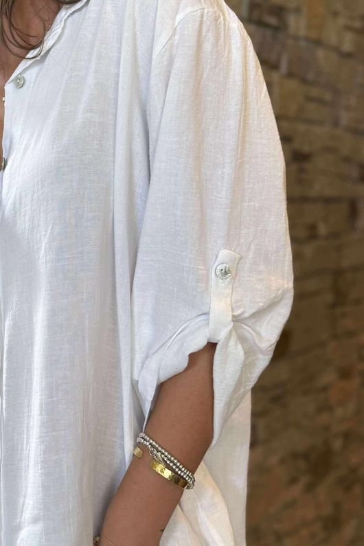 Laundry B Pure Linen Old Town Longline Shirt Jacket White